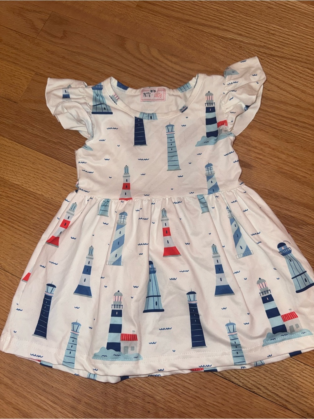 Pete + Lucy Girls Lighthouse Flutter Sleeve Dress